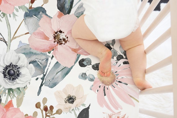 Pink Grey Cream Crib Sheet Changing Pad Cover Crib Bedding Mini Crib Sheet Option Hallie Collection Etsy UK