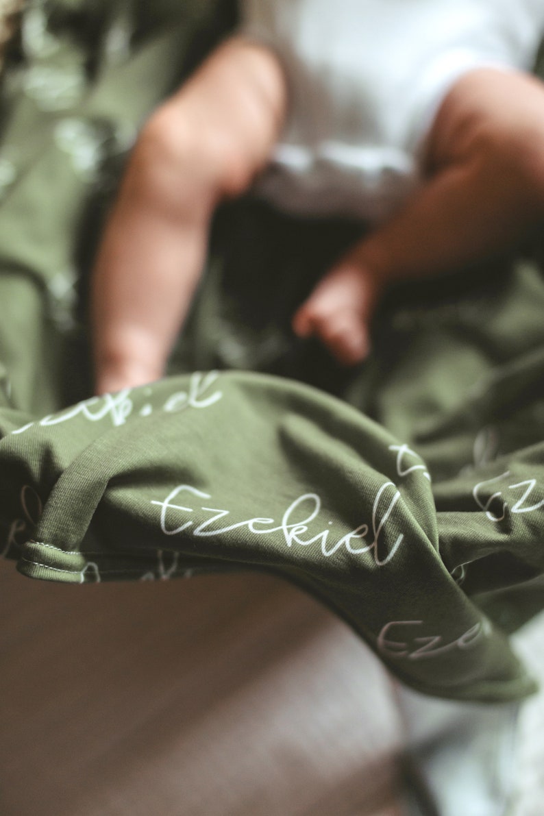 Navy Blue Baby Name Swaddle Blanket Set / Newborn Beanie Etsy