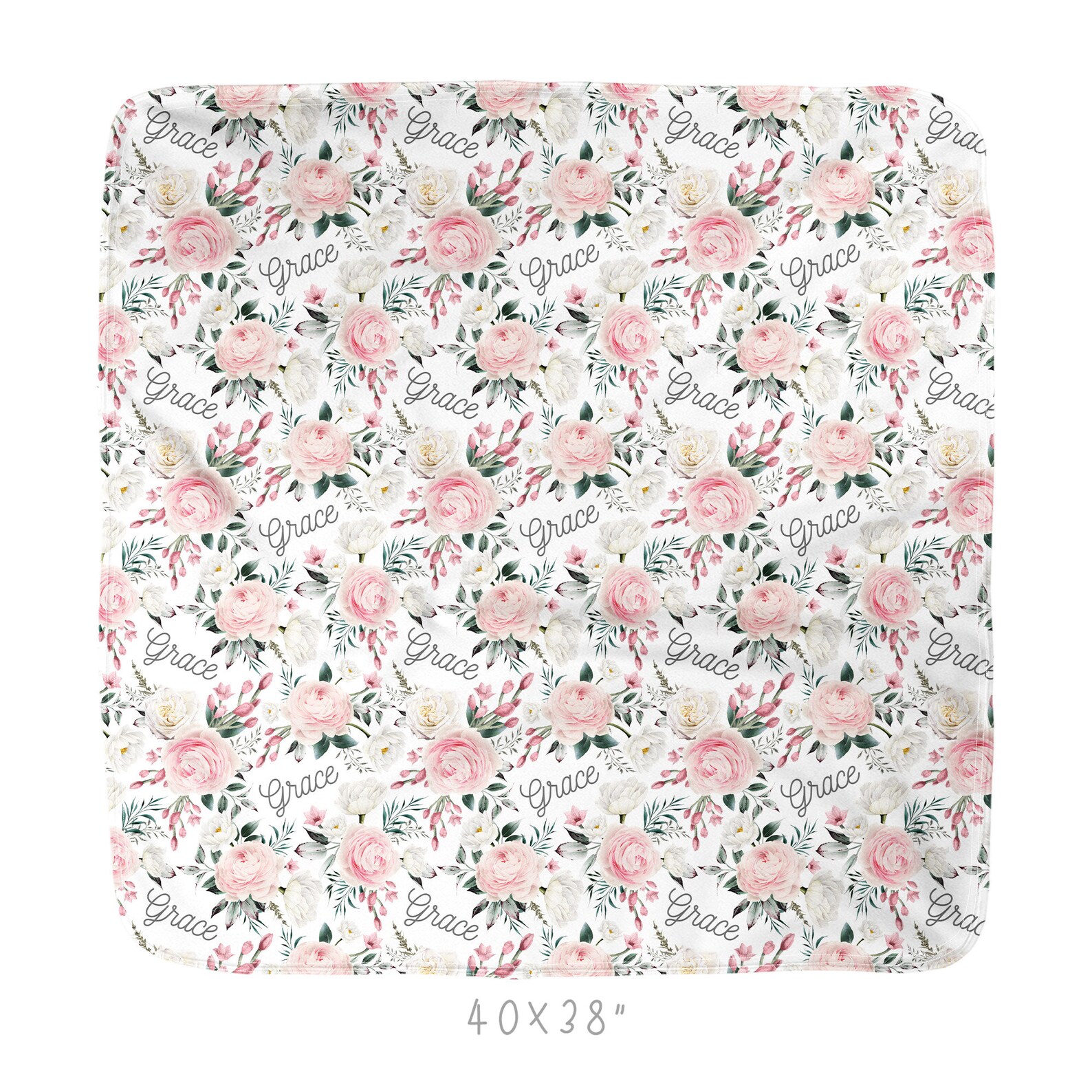 Sugar + Maple Small Blanket & Hat Set - Pink Peonies