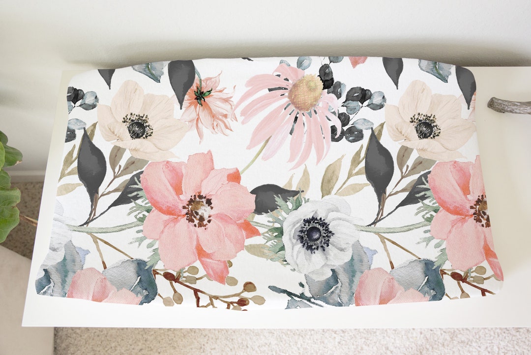 Changing Pad Cover Girl / Pink Grey Cream Crib Sheet / Etsy