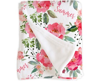 Baby Bedding / Pink Floral Crib Sheet / Hot Pink Nursery / Pink Rose Peony Green / Changing Pad Cover / Mini Crib Sheet Option / Ruby