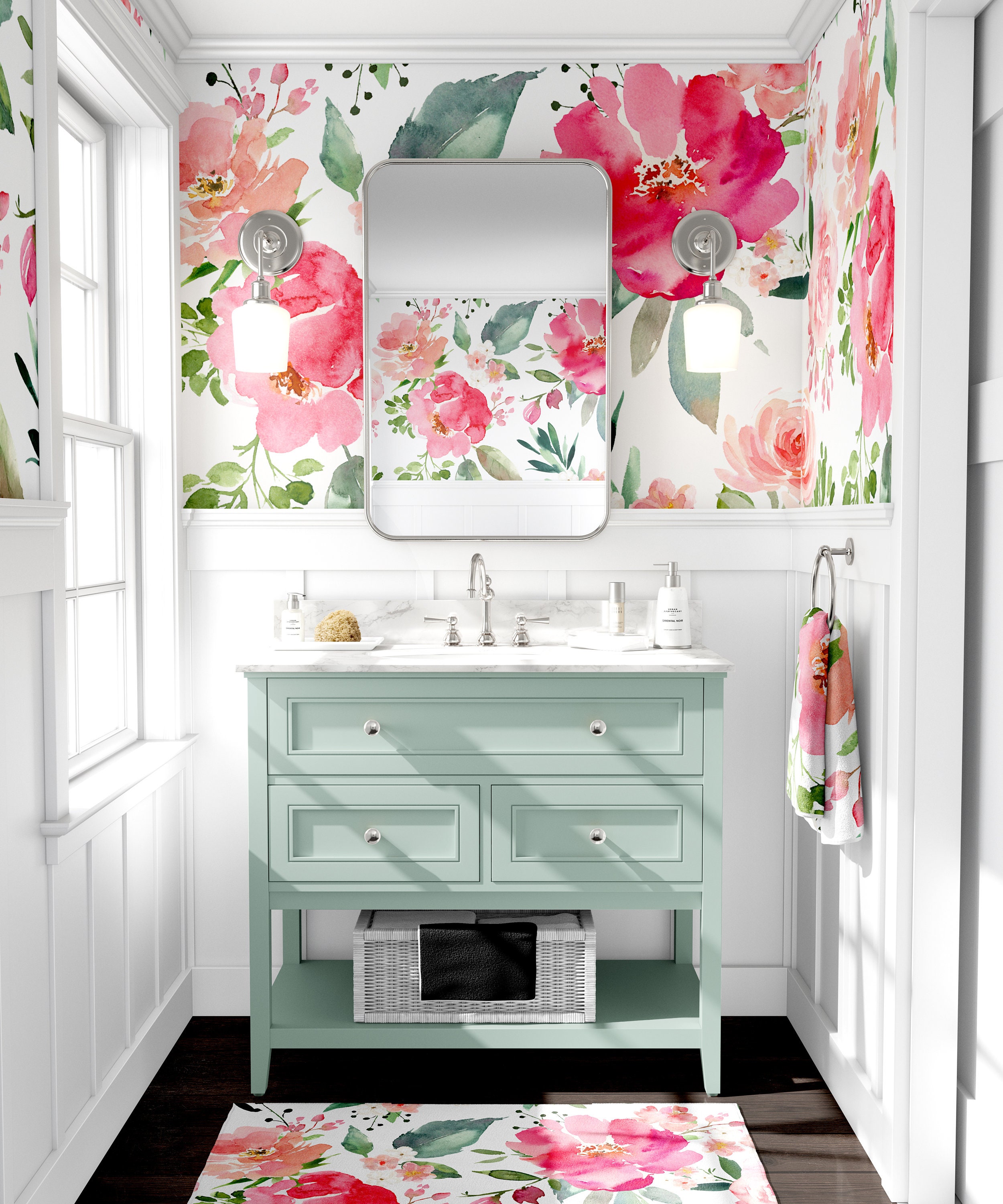 Hot Pink Floral Wallpaper