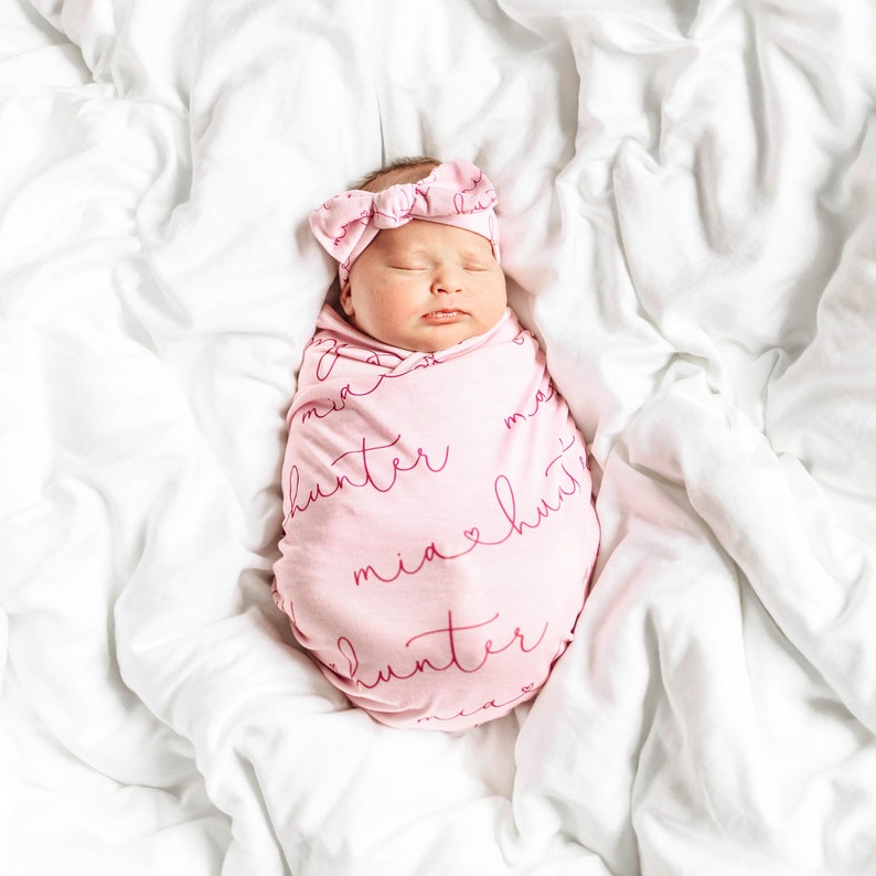 Sage Green Baby Name Swaddle Blanket Set / Newborn Beanie Etsy