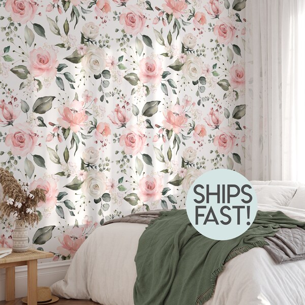 Pink Floral Wallpaper Etsy