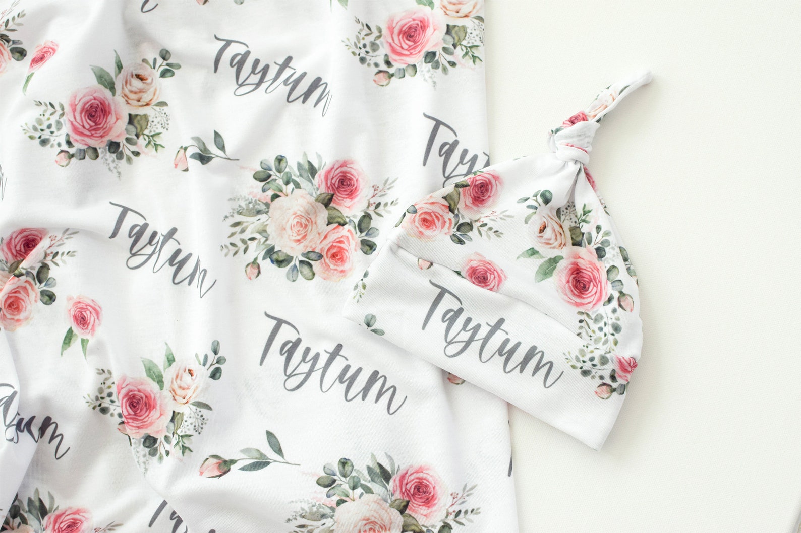 Floral Boho Swaddle Blanket Headband Hat Set / Personalized Etsy
