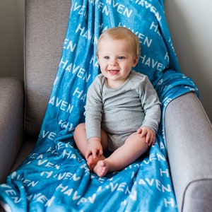 Baby Name Blanket Boy, Sage Green Blanket with Name, Personalized Baby Boy Blanket, New Baby Gift, Sibling Blankets image 3