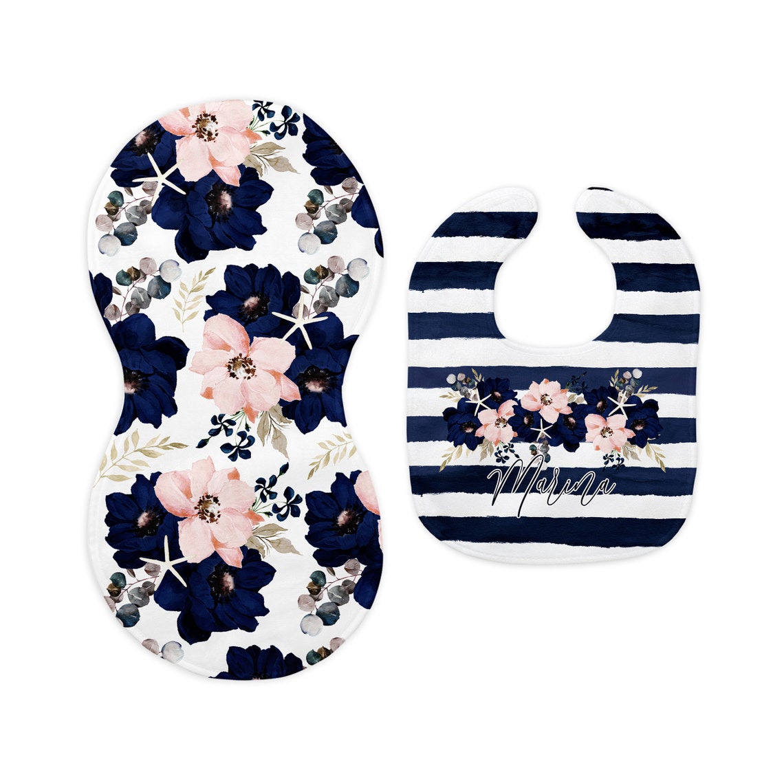 Personalized Baby Bib and Burp Cloth Set / Newborn Gift / Baby Etsy