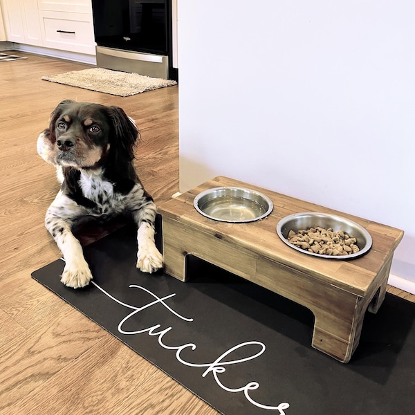 Personalized Dog Food Mat, Customize Name Colors and Font, Puppy, Kitten Cat, Water Absorbent Floor Placemat, Home Decor, Gift for New Pet