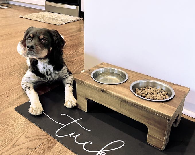Personalized Dog Food Mat, Customize Name Colors and Font, Puppy, Kitten Cat, Water Absorbent Floor Placemat, Home Decor, Gift for New Pet