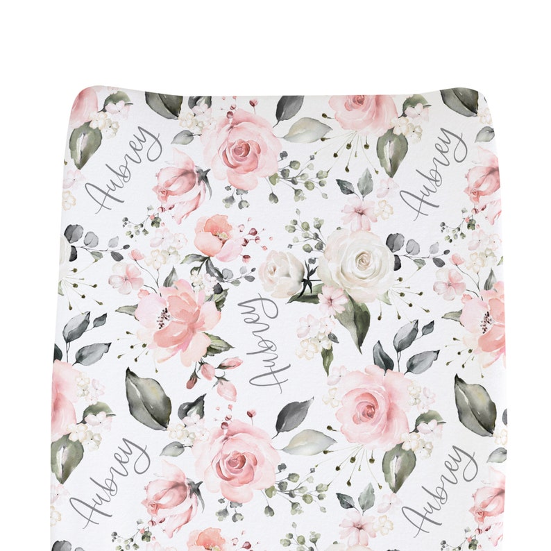 Soft Rose Crib Sheet / Rose Nursery / Pink Rose / Changing Pad Etsy