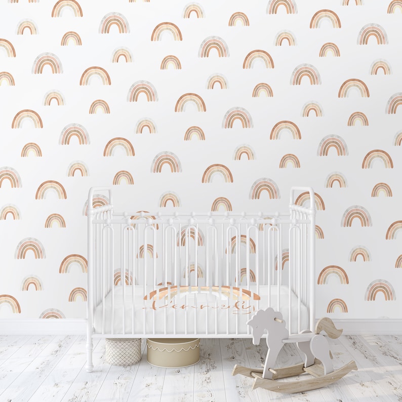 Neutral Rainbow Wallpaper / Peel and Stick Removable