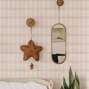 Baby Pink Plaid Wallpaper, Vintage Shabby Chic Peel and Stick Removable, Unpasted Prepasted Traditional Option, Romantic, Baby Girl Room