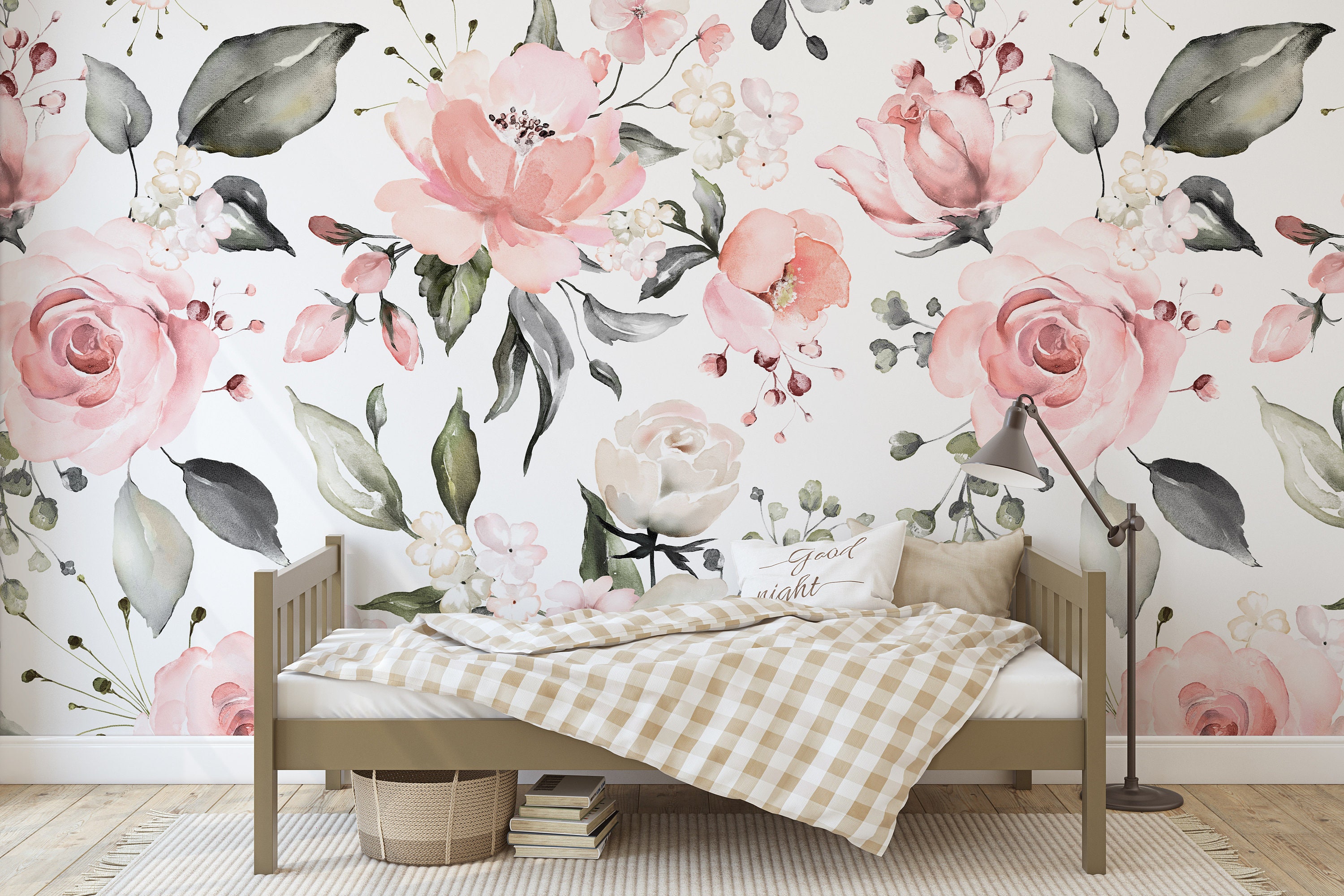 Pink Peach Rose Floral Wallpaper / Peel and Stick Removable / - Etsy