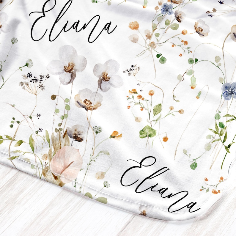 Wildflower Swaddle Blanket Headband Hat Set / Personalized Etsy