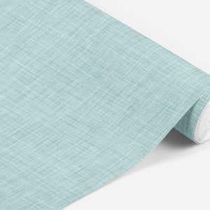 Aqua Linen Pattern Wallpaper, Traditional or Peel and Stick Removable, Home Decor, Versatile, Accent Wall, Neutral bild 6