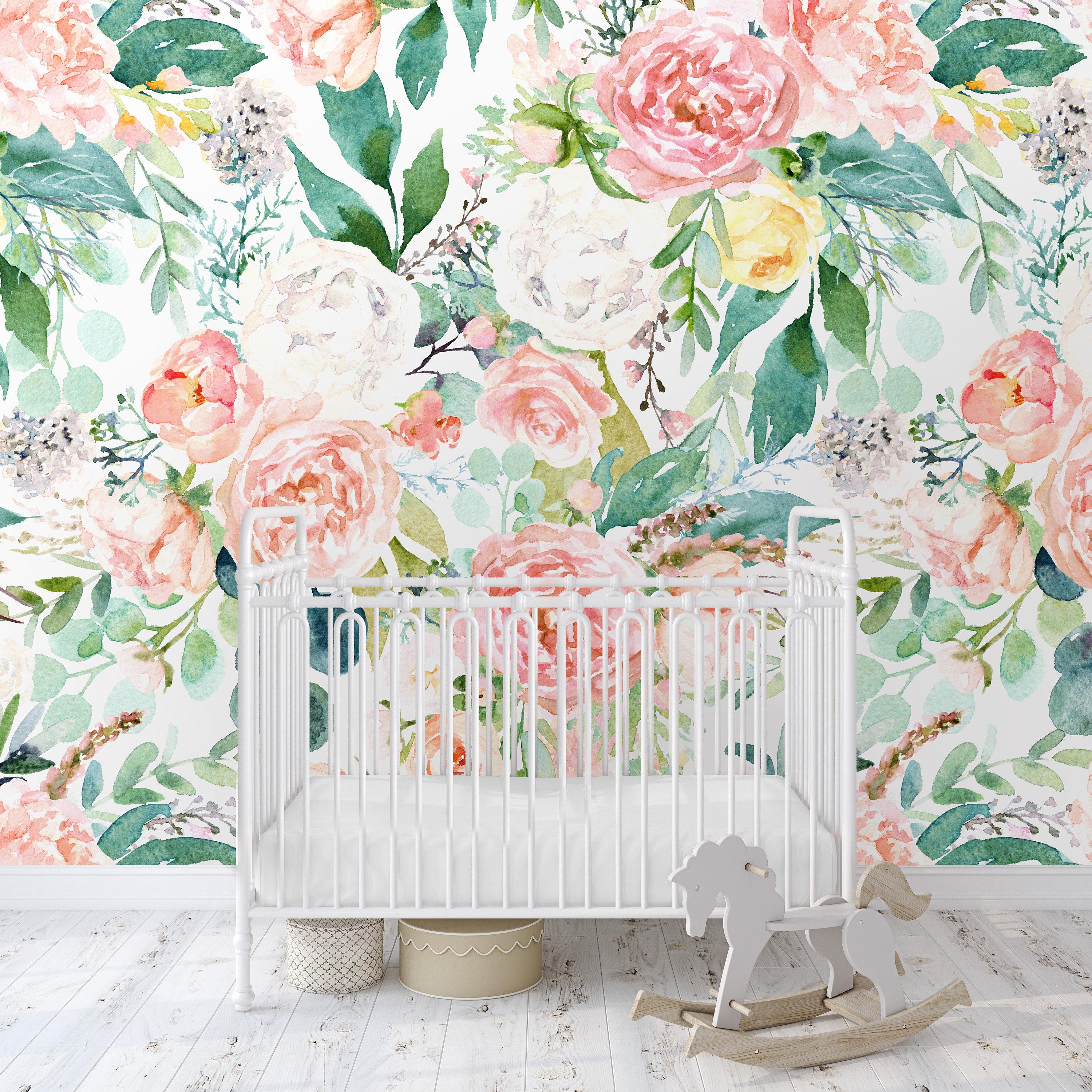 Bright Pastel Floral Wallpaper Peel and Stick Removable