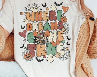 Retro Disney Where Dream Come True Halloween Shirt, Disneyland Halloween Shirt, Disney Aesthetic Shirt, Mickey And Friends Halloween