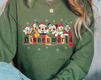Vintage Disneyworld Christmas Sweatshirt, Retro Mickey And Friends Christmas Shirt, Disney Christmas Shirts, Disney Family Vacation Shirt