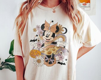 Camiseta retro de Minnie para Halloween, camiseta espeluznante de Minnie, camiseta de calabaza de Minnie, camiseta de Halloween de Disney, camiseta linda de Halloween, camiseta de Disney para mujer