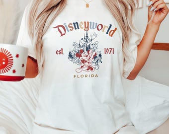 chemise Disneyworld vintage, chemise Floride rétro Disneyworld 1971, chemise voyage Disney, chemise assortie famille Disney, chemise Magic Kingdom