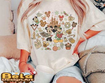 Vintage Mickey Minnie peperkoek kerstshirts, Disney peperkoekshirt, Disney kerstshirt, Disney kerst familieshirts