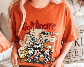 Vintage Disney Halloween Nightmare On Main Street Shirt, Disney Halloween Party Shirt, Disney Trip Shirt, Disney Skeleton Halloween Shirt