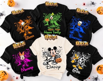 Custom Disney Halloween Shirt, Disney Skeleton Family Shirts, Disney Halloween Group Shirt, Custom Name and Character Disney Skeleton shirt