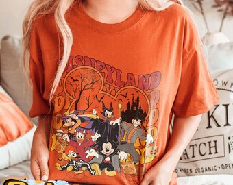 Camiseta vintage de Halloween de Mickey y sus amigos de Disneyland, camiseta de viaje a Disney, camiseta de Halloween de Disney World, camiseta de calabaza de Halloween