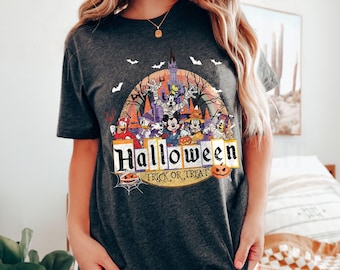 Vintage Disney Halloween Süßes oder Saures Shirt, Mickey und Freunde Halloween, Disney Halloween Familie passendes T-Shirt, Halloween Party Shirt