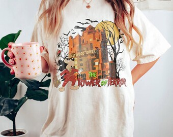 Camiseta vintage de Mickey de la Torre del Terror, camiseta de Halloween de Hollywood Studio, camiseta retro de Mickey de Halloween, camiseta de Halloween de Disneyworld