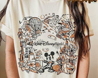 Disneyworld Halloween Shirt, Mickey & Minnie Skeleton Halloween Shirt, Retro Magic Kingdom Shirt, Pumpkin Shirt, Disney Halloween 2025 Shirt
