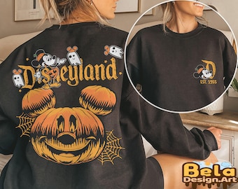 Retro Disneyland Halloween 2 Side Shirt, Disneyworld 2 Side Halloween Shirt, Spooky Season Shirt, Disney Trip Tee, Halloween Matching Shirt