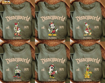 Retro Disneyworld Christmas Sweatshirts, Disneyworld Est 1971 Christmas Shirts, Disney Christmas Shirt, Mickey And Friends Christmas Shirt