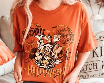 Vintage Disney Halloween-tröja, Musse Pigg och vänner Halloween-tröja, Musse Piggs inte så läskiga Halloweenfest, Disney familjematchningströja