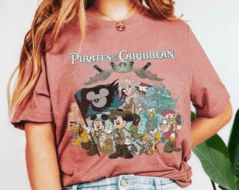 Vintage Pirates of the Caribbean Disneyworld Shirt, Retro Mickey Caribbean Shirt, Mickey and Friends Pirates Shirt, Disney Pirates Shirt