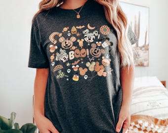Vintage Disney Spooky Vibes Shirt, Cute Shirt, Disney Halloween Shirt, Mickey Minnie Halloween Shirt, Disney Boo Shirt, Disney Pumpkin Shirt