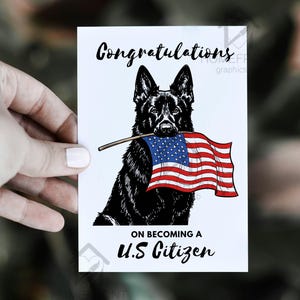 Cartão de Cidadania dos EUA | Cartões de Parabéns | Presente de Cidadania | Celebração de Passaporte dos EUA | Design de Cachorro | Presente Engraçado de Cidadania | Cartão de Cachorro
