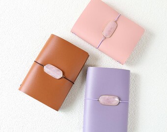 Rose Quartz A7 Faux Leather Refillable Journal Cover, Travel Notebook