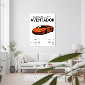 Lamborghini Canvas Aventador Print Supercar Wall Art Lambo Decor Exotic Car Print Sports Car Canvas Car Lover Gift Poster