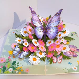 3D Pop-Up Flowers & Butterflies Greeting Card — Perfect for Birthdays, Mother’s Day, Thank You, or Any Special Occasion