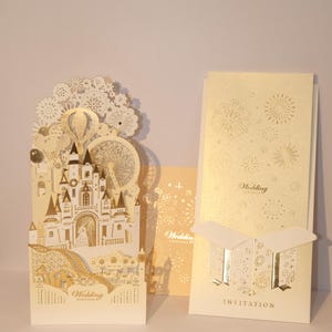 Faire-part de mariage | de luxe découpées au laser | Cartes de voeux romantiques pour la Saint-Valentin ou l'amour | Style château de conte de fées