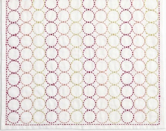Sashiko Kit - Modernes Kreismuster mit Seidenfaden, japanische Stickerei DIY Kit, anfängerfreundlich mit englischer Anleitung