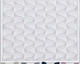 Sashiko Kit ""Rythmus"" | Moderner Wellenverlauf | Anfänger Level 1 | 5 Farben Baumwollfaden | Japanische Stickerei DIY | Einfaches Wochenendprojekt