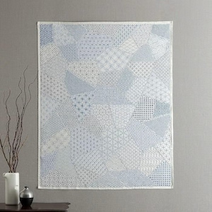 "Kiretori Tapisserie-Set für Fortgeschrittene - Gigantisches ""Kiretori"" Blaues Muster / 60-Stunden-Meisterwerk / Japanische Wandkunst mit Metallic-Garn."