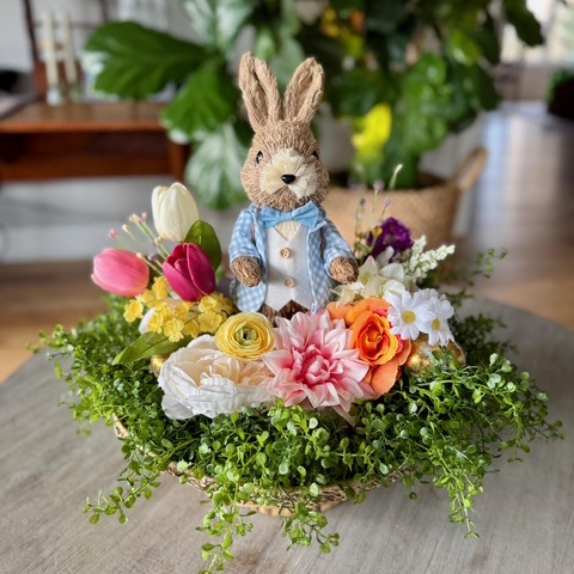Church Easter Decorations | Floral Bunny Centerpiece | Spring