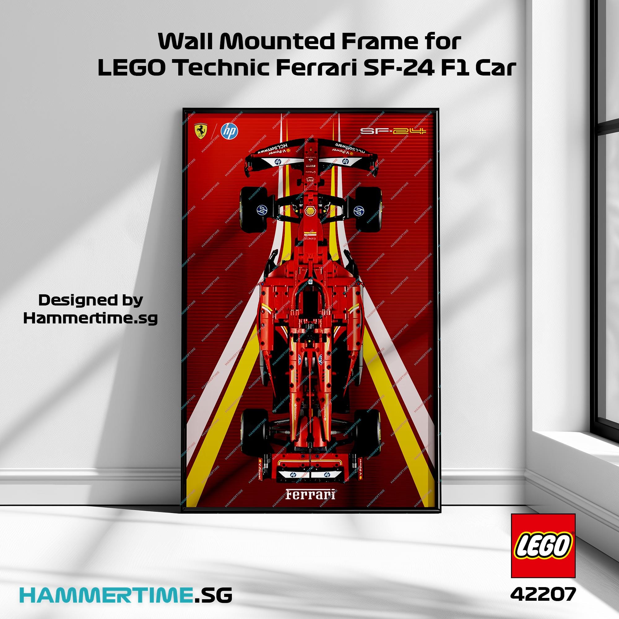 Wall Frame for LEGO® Technic 42207 | Ferrari SF-24 F1 Car (50 X 80