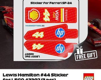 Sticker Scuderia Ferrari F1 SF-24 pour LEGO 42207 | Lewis Hamilton, Charles Leclerc et Carlos Sainz