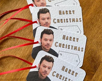 4 pack of Styler inspired gift tags. Harry Christmas tags. Styler Christmas tags. Handmade. Watercolour style illustration.