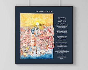 The Stamp Collector Art Print: Illustrated Poetry Wall Art
