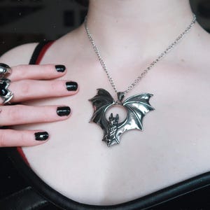 Bat Necklace // gothic necklace, bat jewelry, statement necklace, stainless steel, halloween jewellery, bat gifts, goth jewelry